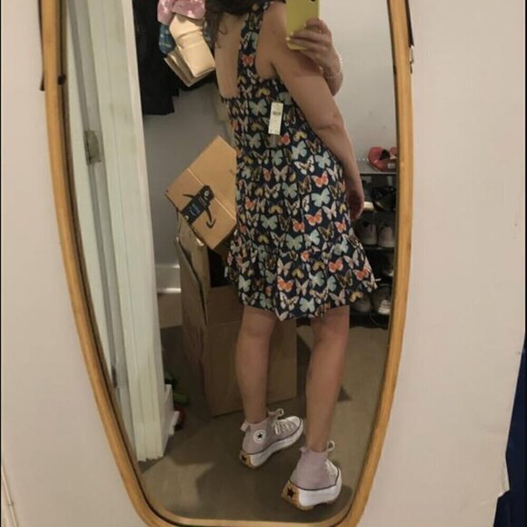 Anthropologie Maeve Butterfly Mod Mini Dress 10P Bubble Hem Blogger Fav Petite - Picture 13 of 15